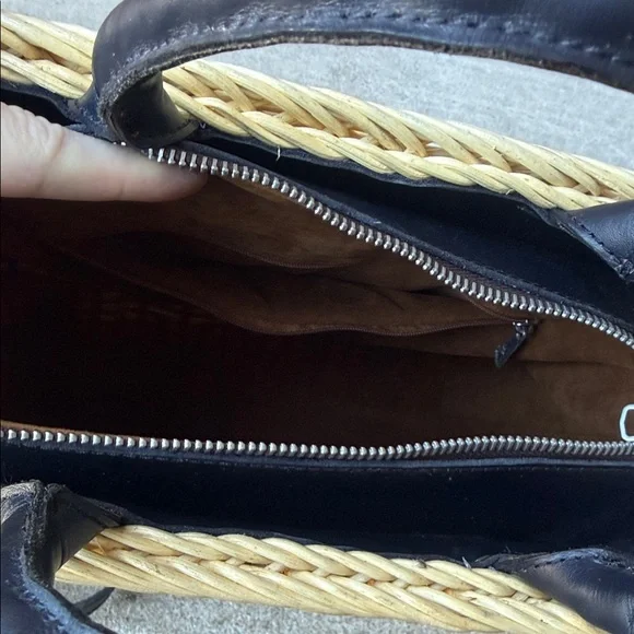 Patricia Nash Yellow Lemon Print Wicker Tote - Picture 6 of 6